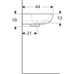 Umývadlo Geberit Selnova: B=55cm, T=44cm, Otvor pre batériu=V strede, biela