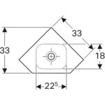 Rohové malé umývadlo Geberit iCon: B=46cm, T=33cm, biela