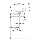 Rohové malé umývadlo Geberit iCon: B=46cm, T=33cm, biela
