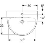 Umývadlo Geberit Selnova: B=60cm, T=48cm, Otvor pre batériu=V strede, biela