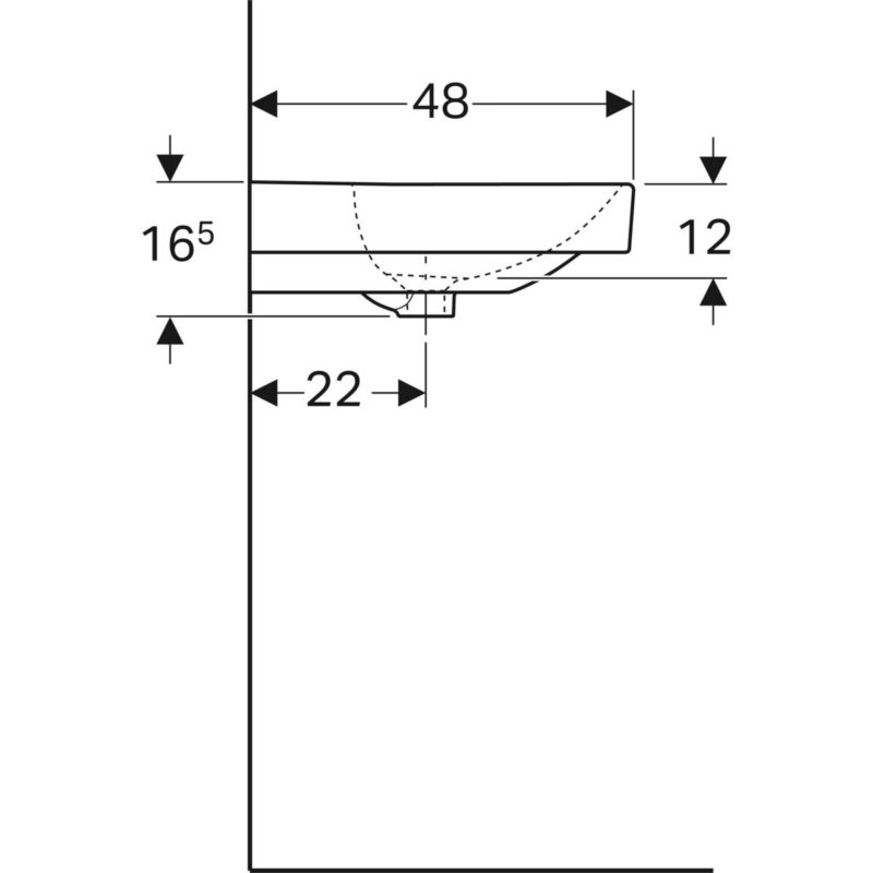 Umývadlo Geberit Smyle Square: B=120cm,T=48cm, Otvor pre batériu vľavo a vpravo, biela, 500.253.01.1