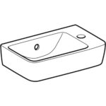 Malé umývadlo Geberit Selnova Compact, Otvor pre batériu=Vpravo, Úložná plocha=Bez