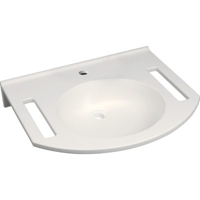 Umývadlo Publica, okrúhly dizajn, s výrezmi, bezbariérové,  Alpská biela, 402160016