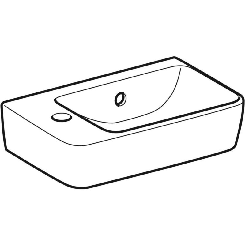 Malé umývadlo Geberit Selnova Compact, Otvor pre batériu=Vľavo,  Úložná plocha=Bez, 501.518.00.7