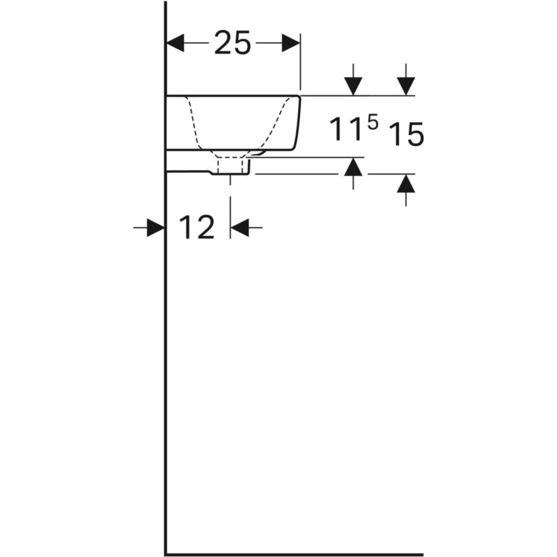 Malé umývadlo Geberit Selnova Compact, Otvor pre batériu=Vľavo,  Úložná plocha=Bez, 501.518.00.7