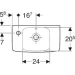 Malé umývadlo Geberit Selnova Compact, biela, Otvor bat.=Vľavo