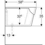 Viacúčelový drez Geberit Publica Garda: B=74cm, H=35cm, T=58.5cm