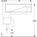 Horný diel umývadla na zachytávanie sadry Geberit Publica: B=78cm, H=23.5cm, T=51.5cm