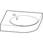 Rohové malé umývadlo Geberit Selnova Compact: B=69.5cm, H=15.5cm, T=61.5cm