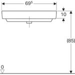 Rohové malé umývadlo Geberit Selnova Compact: B=69.5cm, H=15.5cm, T=61.5cm