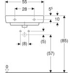 Umývadlo Geberit Selnova Compact: B=55cm, T=37cm
