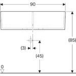 Viacúčelový drez Geberit Publica s dvomi umývadlami: B=90cm, H=25cm, T=56cm