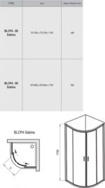 BLCP4-90 SABINA Štvrťkruhový sprchovací kút znížený lesklý hliník + grape