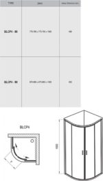 BLCP4-90 Sprchovací kút štvrťkruhový biely + grape