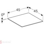Sklenená polička Geberit Xeno2: B=45cm, H=0.8cm, T=45cm