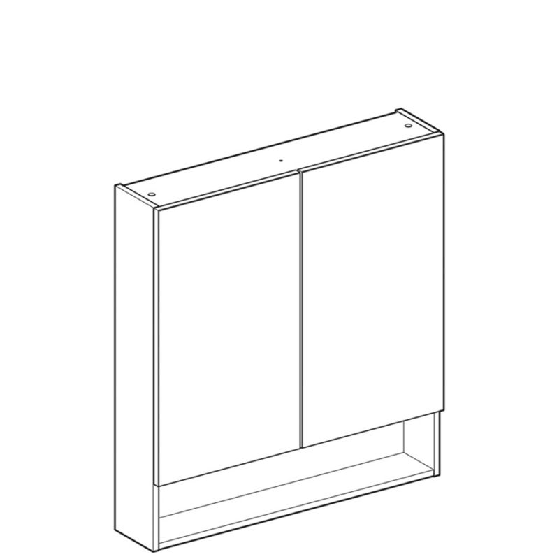 Zrkadlová skrinka Selnova Square s 2 dvierkami, Orech hickory/Melamín s drev. štrukt., 501.271.00.1