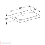 Umývadlo Geberit Acanto, skrátené vyloženie: B=60cm, T=42.2cm, biela