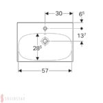 Umývadlo Geberit Acanto, skrátené vyloženie: B=60cm, T=42.2cm, biela