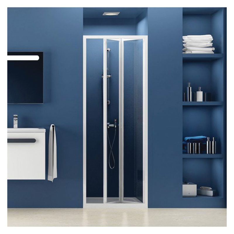 Sprchové dvere do niky zlamovacie SDZ2-70, biela/transparent, 01V10100Z1