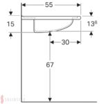 Bezbariérové umývadlo Geberit Vitalis: B=55cm, T=55cm, biela