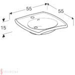 Bezbariérové umývadlo Geberit Vitalis: B=55cm, T=55cm, biela