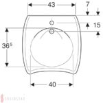 Bezbariérové umývadlo Geberit Vitalis: B=55cm, T=55cm, biela