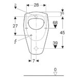 Pisoár Geberit Selnova, prívod zozadu, odtok dozadu: T=37cm, biela