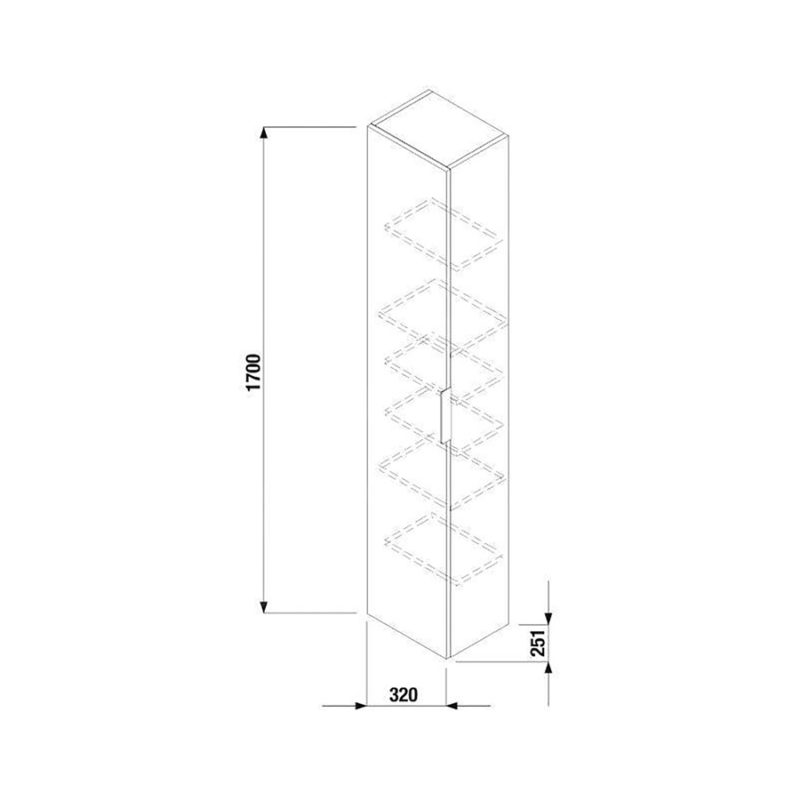 Vysoká skrinka, 1 dvere ľavé/pravé, 6 políc, Cube, JIKA, H4537211763021