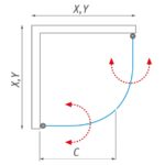 Štvrťkruhový sprchový kút TR1 1000/2000 LH/ČS