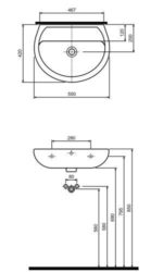 Umývadlo Kolo Rekord: B=55cm, T=42cm, Otvor pre batériu v strede, biela, Geberit