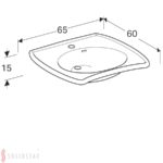 Bezbariérové umývadlo Geberit Vitalis: B=65cm, T=60cm, biela