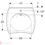 Bezbariérové umývadlo Geberit Vitalis: B=65cm, T=60cm, biela