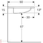 Bezbariérové umývadlo Geberit Vitalis: B=65cm, T=60cm, biela