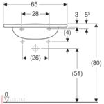 Bezbariérové umývadlo Geberit Vitalis: B=65cm, T=60cm, biela