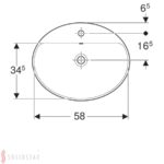 Zápustné umývadlo Geberit VariForm, oválne, s otvorom pre bat: B=60cm, T=48cm, biela