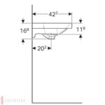 Umývadlo Geberit Acanto, skrátené vyloženie, s odkl. plochou: B=75cm, T=42.2cm, biela