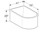 Asymetrická vaňa Geberit Bambini: B=47cm, Alpská biela