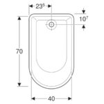 Asymetrická vaňa Geberit Bambini: B=47cm, Alpská biela