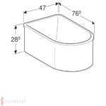 Asymetrická vaňa Geberit Bambini: B=47cm, Alpská biela