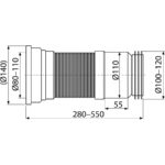 Flexi pripojenie k WC 280 - 550 mm