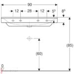 Umývadlo Geberit Xeno2: B=90cm, T=48cm, biela / KeraTect