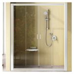 Sprchové dvere, posuvné štvordielne NRDP4-150, satin/sklo transparent, 0ONP0U00Z1