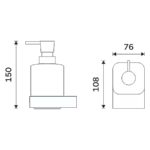 NIKAU Nástenný dávkovač tekutého mydla, hranatý, pumpa mosadz, matné sklo/chróm