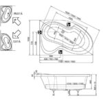 Vaňa ROSA II 150x105 pravá, snehobiela