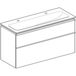 Súprava nábytkového umývadla iCon s úzkym okrajom, so skrinkou, biela/orech/láva, 502.338.JR.1