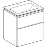 Súprava nábytkového umývadla iCon s úzkym okrajom, so skrinkou, biela/orech/láva, 502.335.JR.1