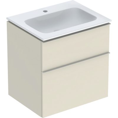 Súprava nábytkového umývadla iCon s úzkym okrajom, so skrinkou, biela/pieskovosivý, 502.331.JL.1