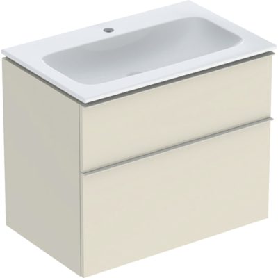 Súprava nábytkového umývadla iCon s úzkym okrajom, so skrinkou, biela/pieskovosivý, 502.336.JL.1