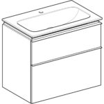 Súprava nábytkového umývadla iCon s úzkym okrajom, so skrinkou, biela/pieskovosivý