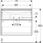 Súprava nábytkového umývadla iCon s úzkym okrajom, so skrinkou, biela/pieskovosivý